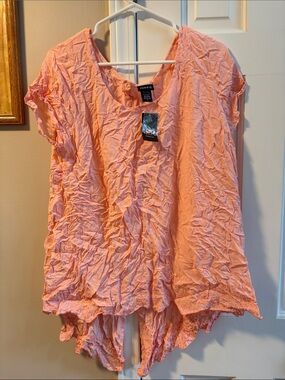 torrid Peach Crinkled Short Sleeve Tunic Top